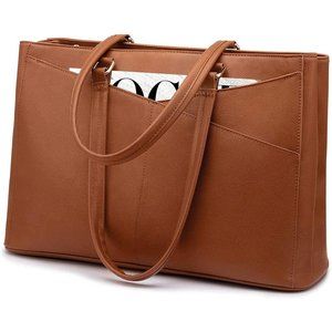 Laptop Tote Bag for Women 15.6 Inch Waterproof Leather Computer Bags For Women